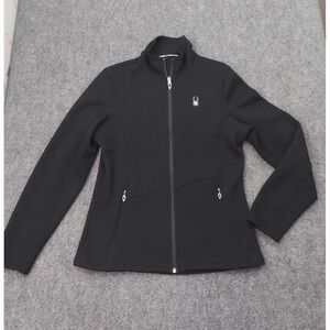Spyder Core Sweater Jacket womens Large Black Full Zip Mock Neck Outdoor Stretch